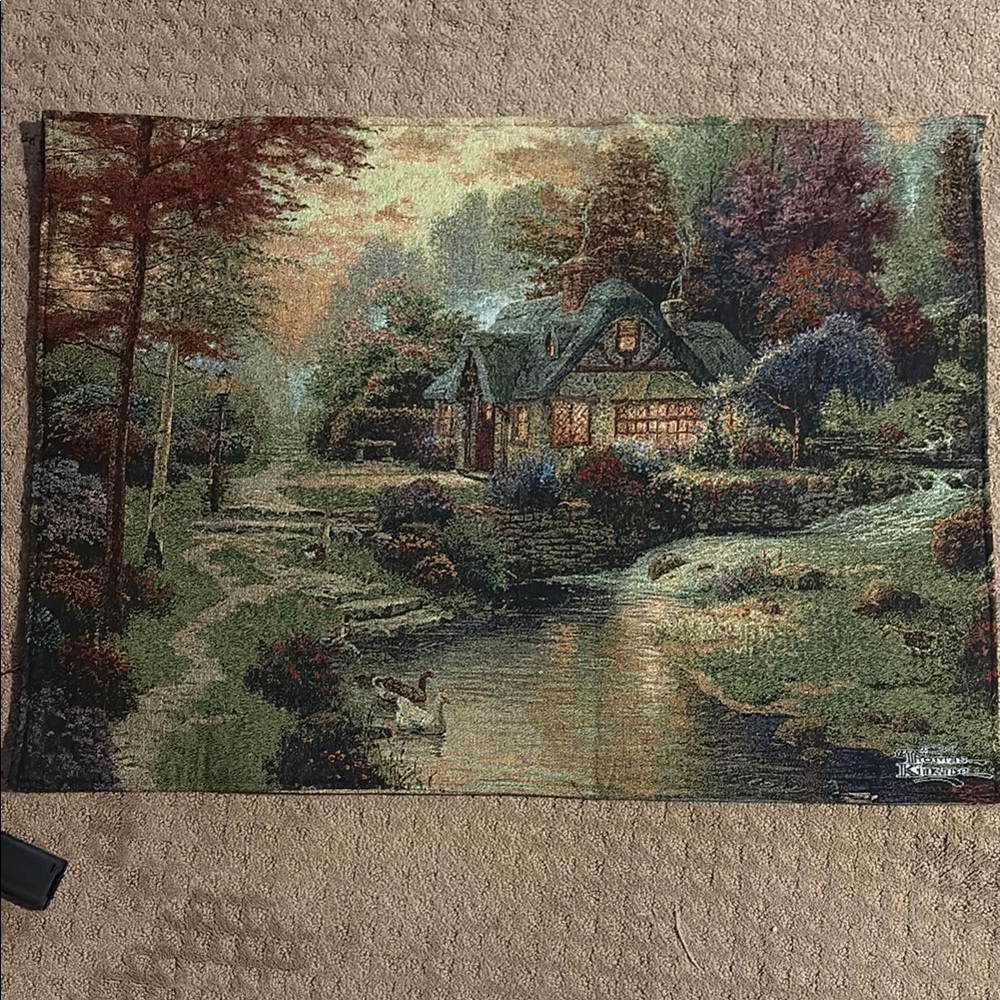 Charming battery powered light option Cottage Tapestry Wall Art